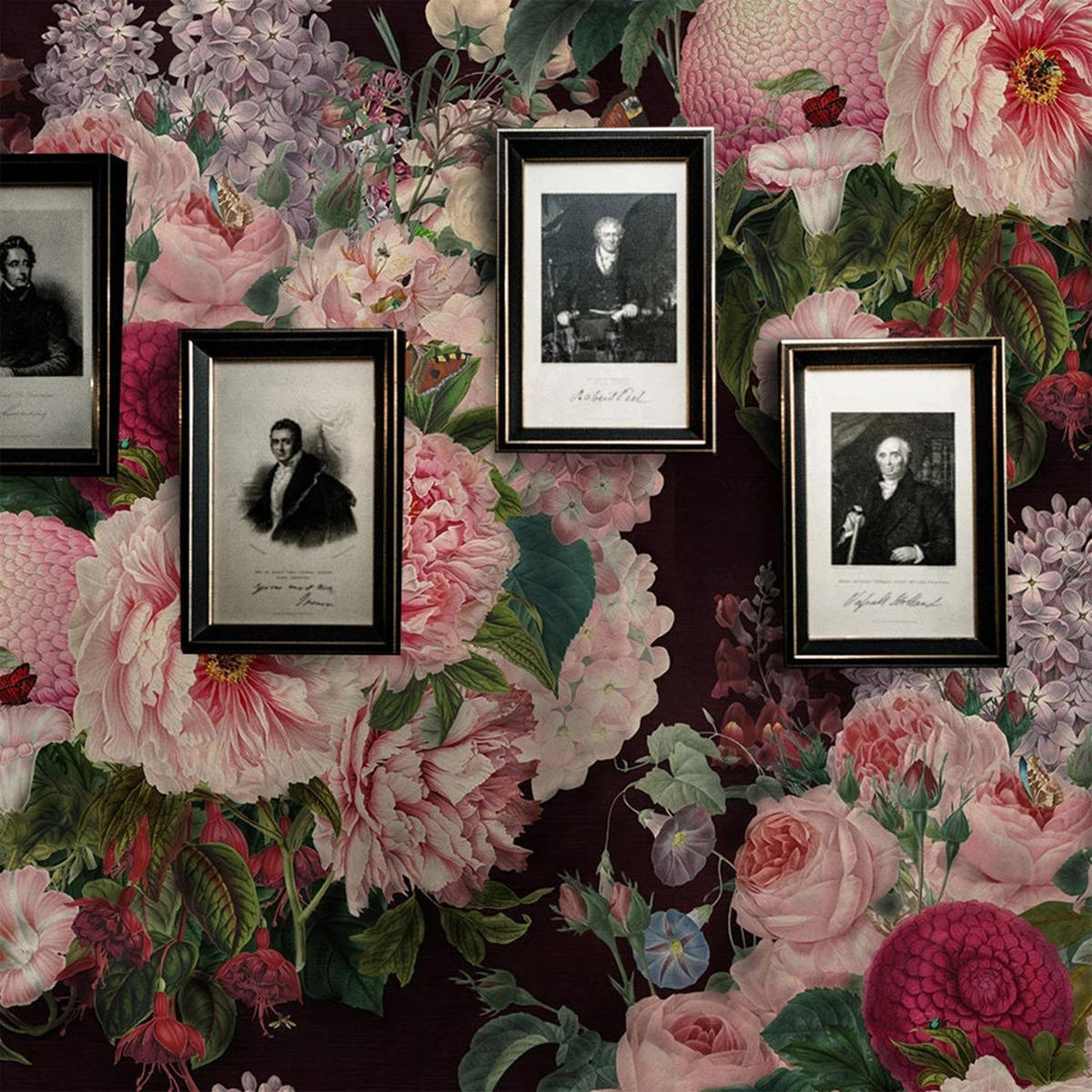 TAPETE Floral aus echtem Papier, 200x280cm, 8 Bögen - Lila, Papier (280/200cm) - WALLPAPERS4BEGINNERS