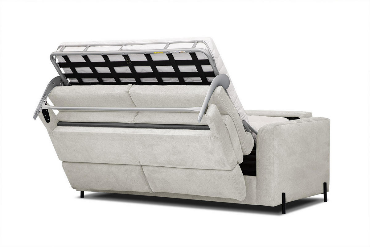 SOFA MEZO 3-Sitzer mit Schlaffunktion, ecru - Ecru/Schwarz, Holz/Textil (232/90/107cm) - Courtois Laville