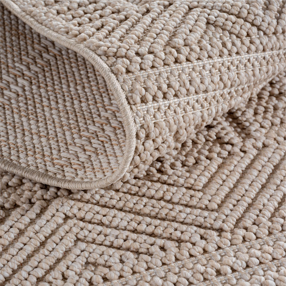 TEPPICH Flachgewebe LANGAU in Beige, mit Ethno-Streifen, 200 x 290 cm - Beige, Textil (200/290cm) - KADIMA DESIGN