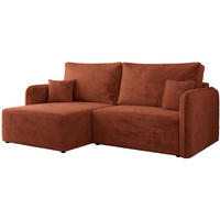 ECKSCHLAFSOFA MESTO L Orange Plüsch - links - Schwarz/Orange, Kunststoff/Textil (227/147cm) - MKS