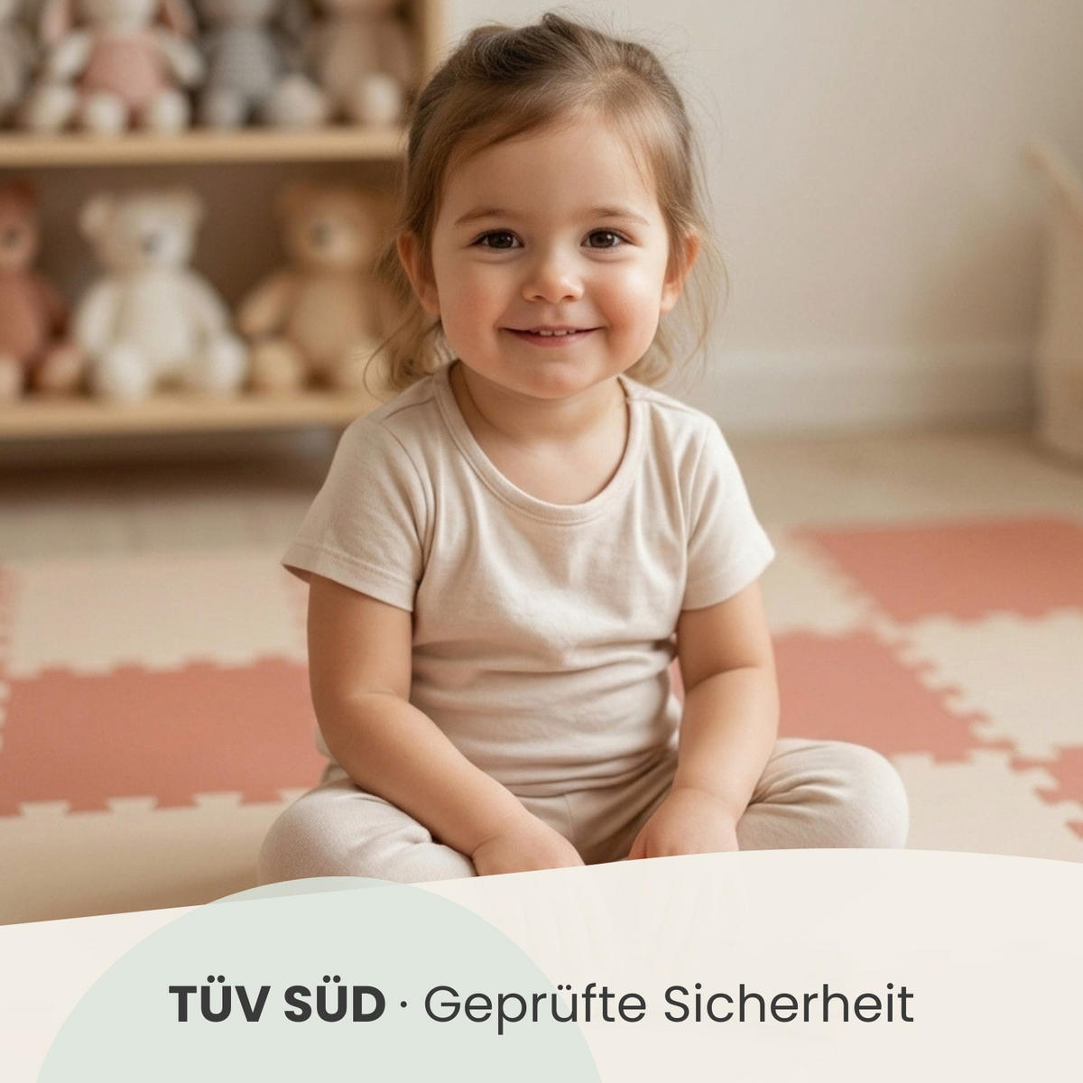 SPIELMATTE mit Rand - 180/90/1 cm Puzzlematte Rosa Beige - Rosa, Kunststoff (30/30cm) - Littletom