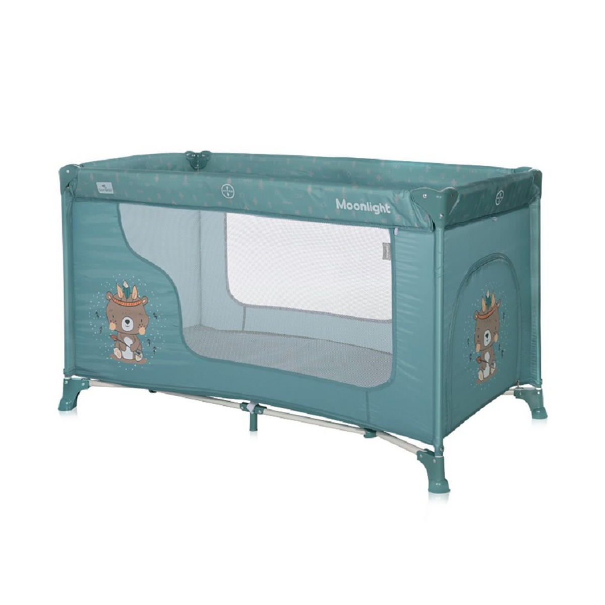 BABY REISEBETT Laufstall Moonlight grün seitliche Öffnung Tragetasche faltbar - Grün, Kunststoff (60/120cm) - Lorelli