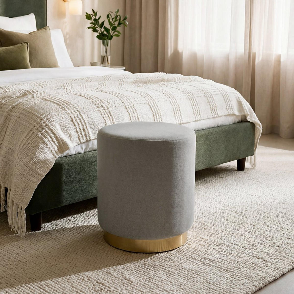 POUF Fani Grau 36 cm x 40 cm - Grau, Textil (36/40/36cm) - Klast Home