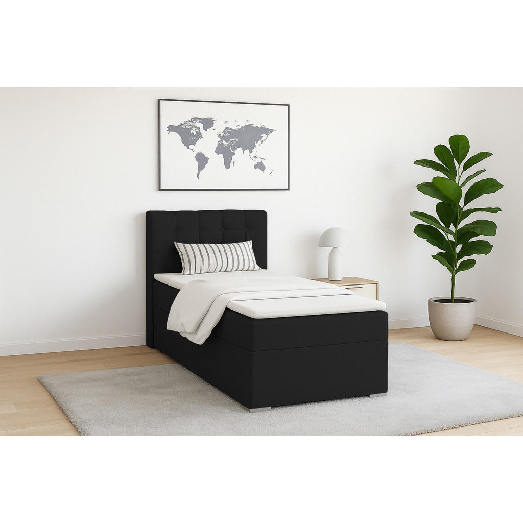 Thumbnail - Deine Möbel 24 Boxbett, Schwarz, Holz, Holzwerkstoff, Textil, 100x200 cm, Schlafzimmer, Betten, Boxspringbetten