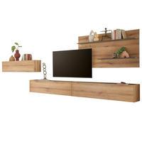 WOHNWAND Evoke Eiche, grau, Set 4-teilig mit XXL-TV-Schrank, 400 cm - Eichefarben/Grau, Holz/Holzwerkstoff (400/180/30cm) - Furn.Design