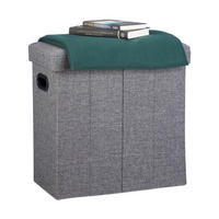 TABURET Tamnosiva sklopivi s prostorom za pohranu 49,5 cm - antracit, drvni materijal/tekstil (46/49.5/25.5cm) - Relaxdays