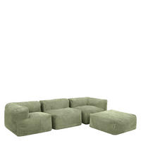 SITZSACK-SOFA 4-tlg. ZEN: 2 Ecksessel, Sessel, Fußstütze - Grün, Textil (390/68/100cm) - icon