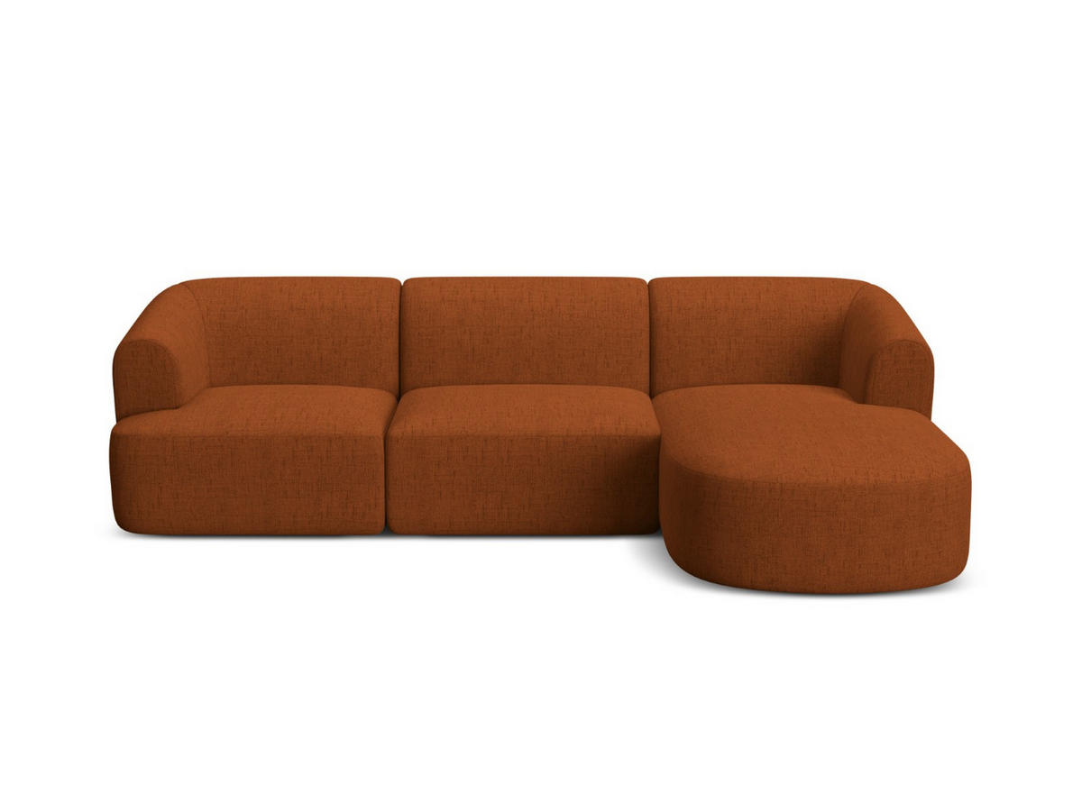 MODULARES-ECKSOFA rechts Campi aus strukturiertem Stoff ziegelrot 4 Sitzplätze - Orange, Textil (156/256cm) - Cosmopolitan Design