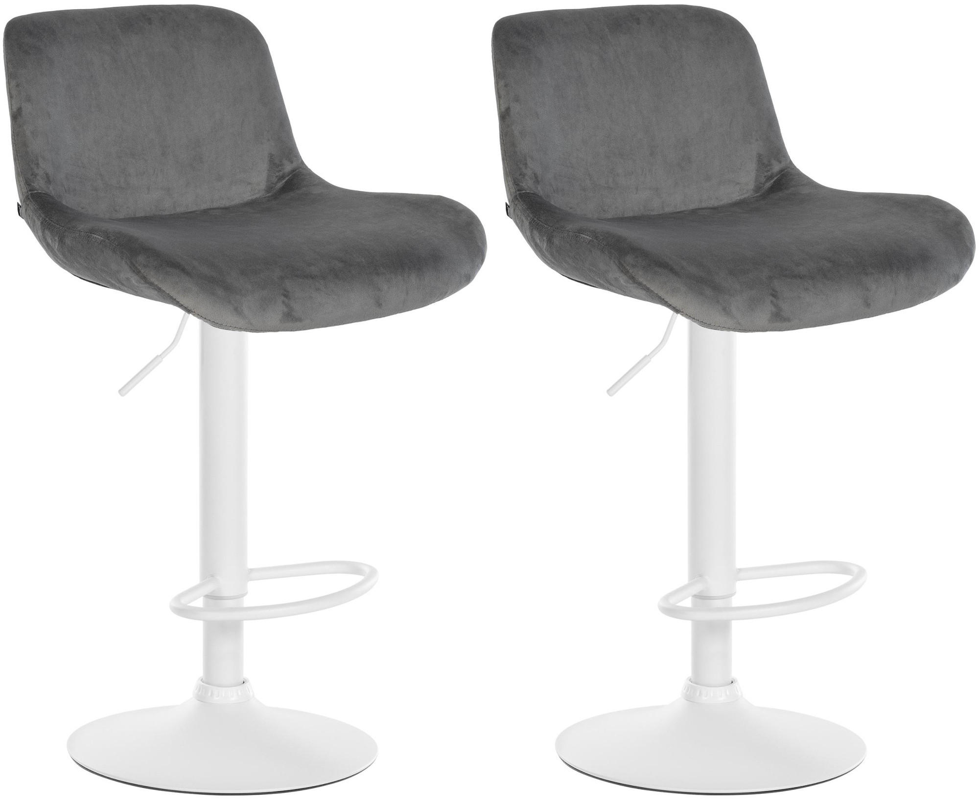 BARHOCKER 2er Set Samt Dunkelgrau - Dunkelgrau/Weiß, Textil/Metall (50/85/50cm) - CLP