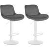 BARHOCKER 2er Set Samt Dunkelgrau - Dunkelgrau/Weiß, Textil/Metall (50/85/50cm) - CLP