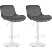 BARHOCKER 2er Set Samt Dunkelgrau - Dunkelgrau/Weiß, Textil/Metall (50/85/50cm) - CLP