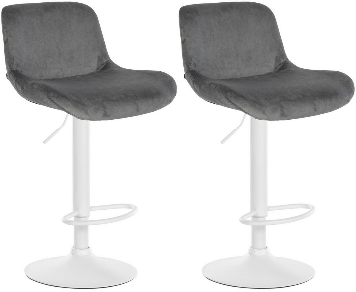 BARHOCKER 2er Set Samt Dunkelgrau - Dunkelgrau/Weiß, Textil/Metall (50/85/50cm) - CLP