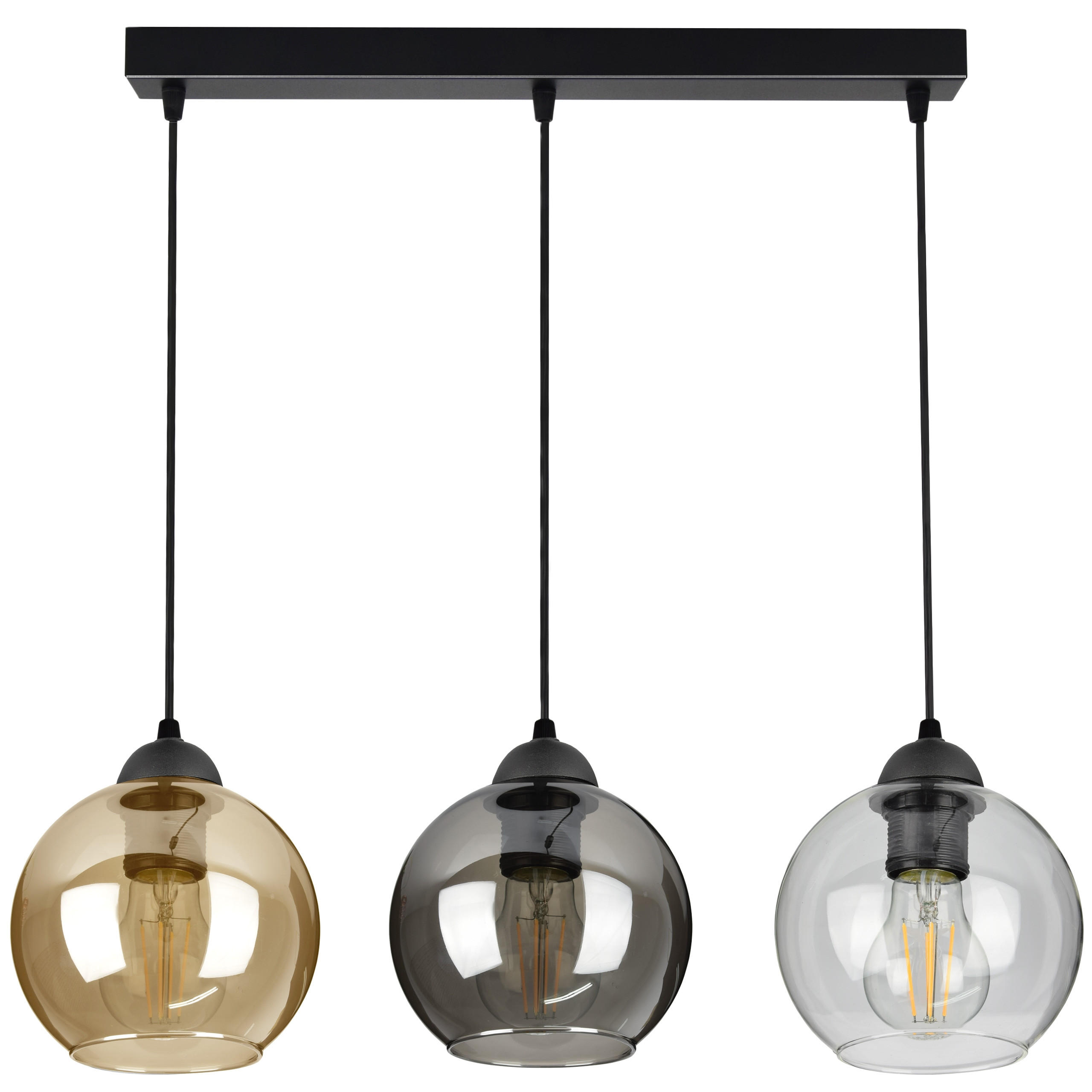 PENDELLEUCHTE HAGEN - Transparent/Schwarz, Glas/Metall (15/70/70cm) - kiki design