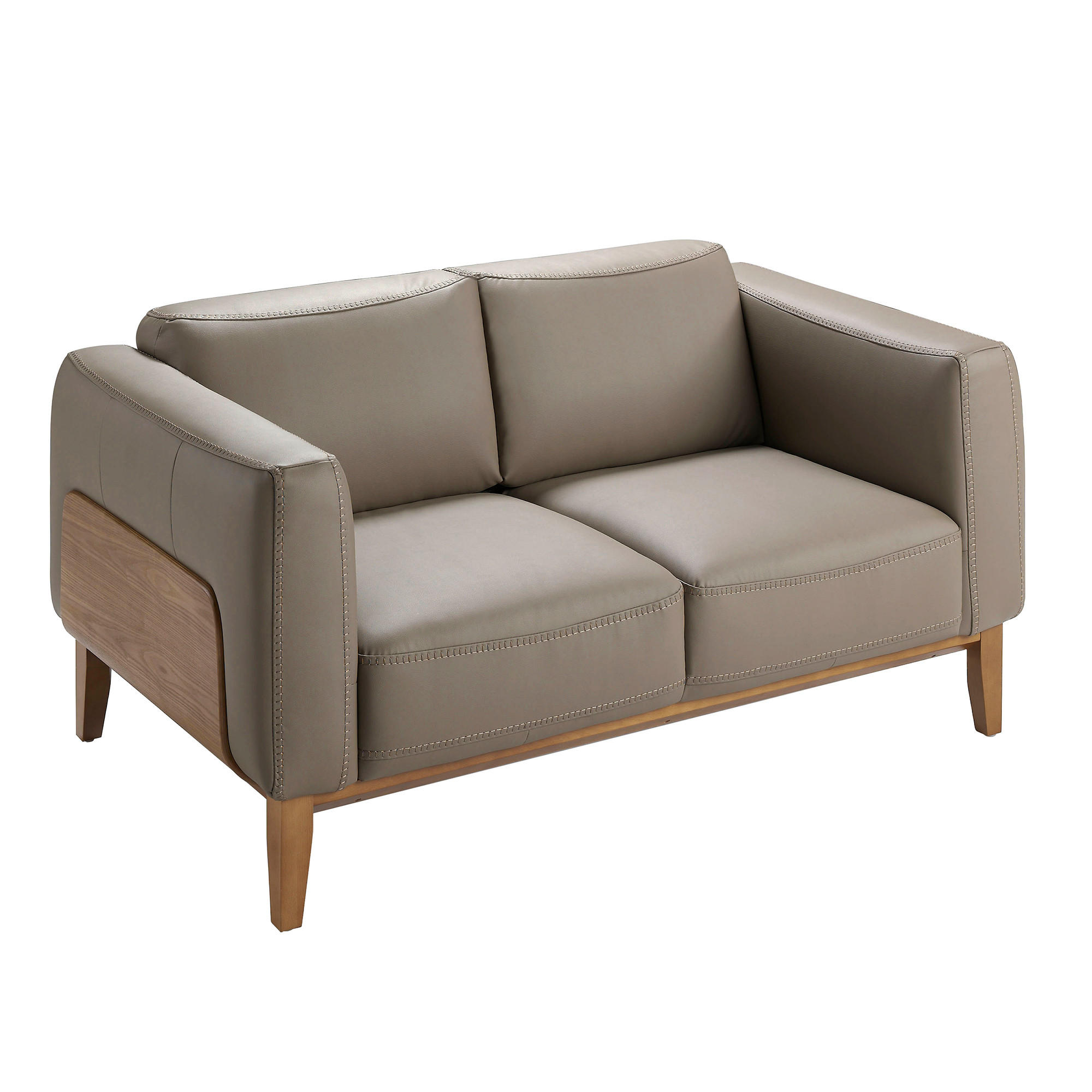 SOFA 2-SITZER Walnuss Nerz 159/92/77 cm - Taupe/Walnussfarben, Leder (159/77/92cm) - ANGEL CERDA