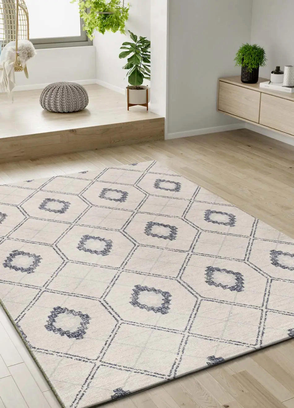 WEBTEPPICH Blau / Weiß Siroco 160/230 cm - Blau/Beige, Naturmaterialien/Textil (160/230cm) - Atticgo