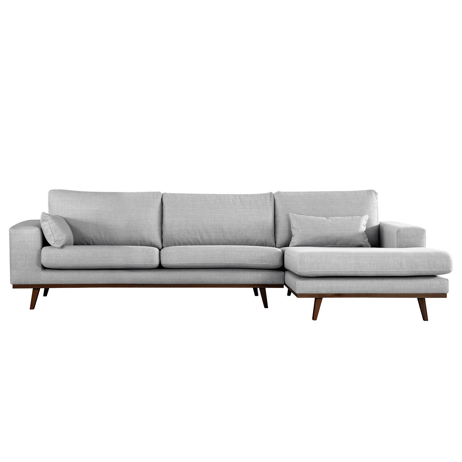 ECKSOFA mit Longchair - Buchefarben/Hellgrau, Textil (281/153cm) - home24