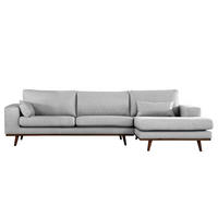 ECKSOFA mit Longchair - Buchefarben/Hellgrau, Textil (281/153cm) - home24