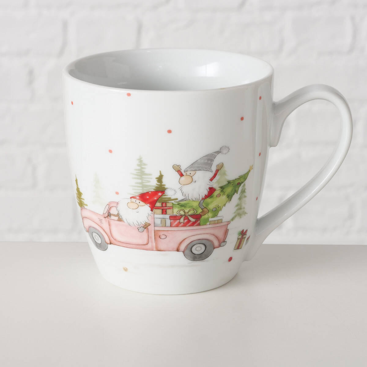 BECHER Carrie 480 ml Weihnachtsmotiv - Weiß, Keramik (480L) - Boltze Home