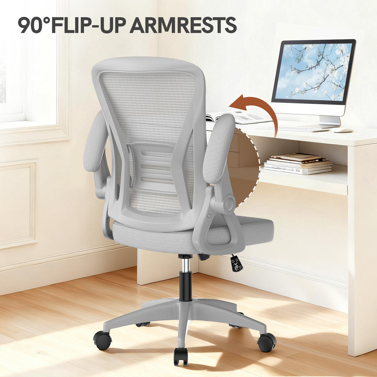 DREHSTUHL Netzbespannung Sitzkomfort Grau - Grau, Metall (23/52/62cm) - Rattrix