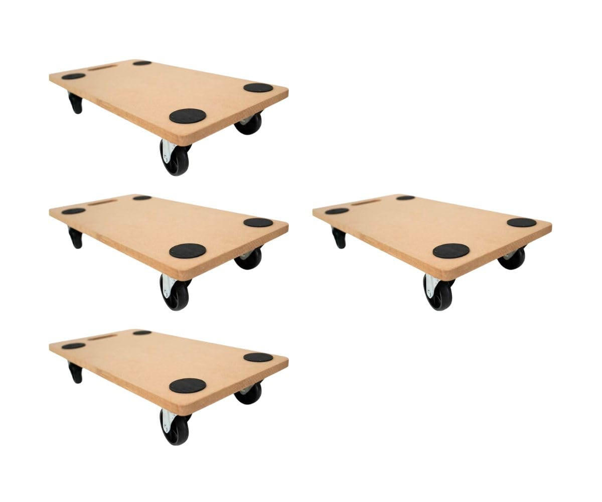 TRANSPORTROLLER 4er-Set mit 4 Rollen 11,5x30x60cm Traglast 200kg MDF Holzplatte Braun - Braun, Holzwerkstoff (60/30/11.5cm) - PROREGAL