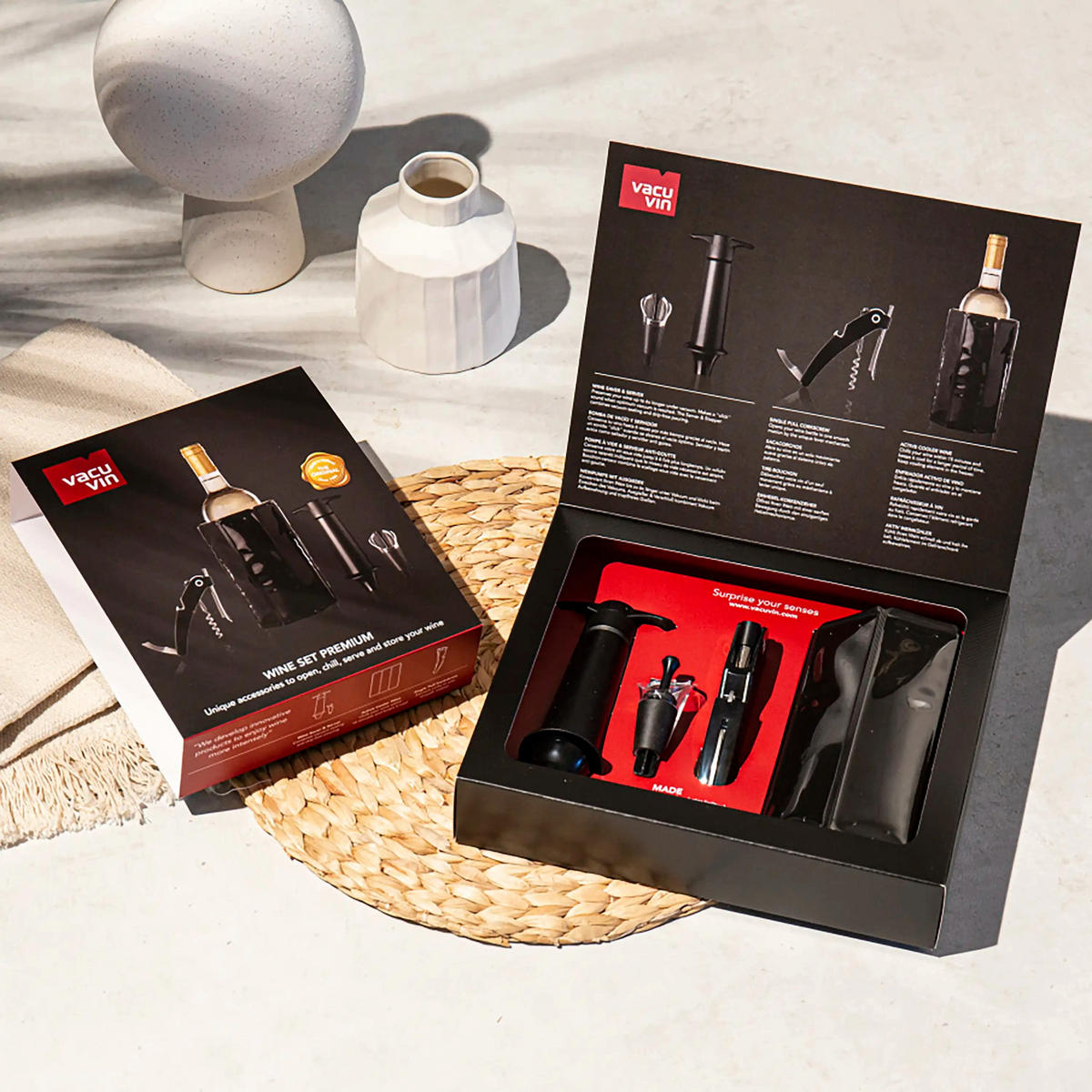 WEIN-SET Weinkühler Premium - Schwarz - 4-teilig - Schwarz, Kunststoff (0.1L) - Vacu Vin