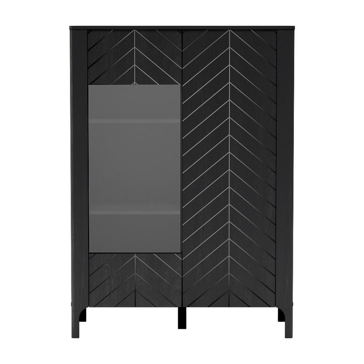 VITRINE Malumi MM-3 103 x 145 x 40,5 cm Schwarz Paintflow - Schwarz, Holzwerkstoff (103/145/40.5cm) - Koseto
