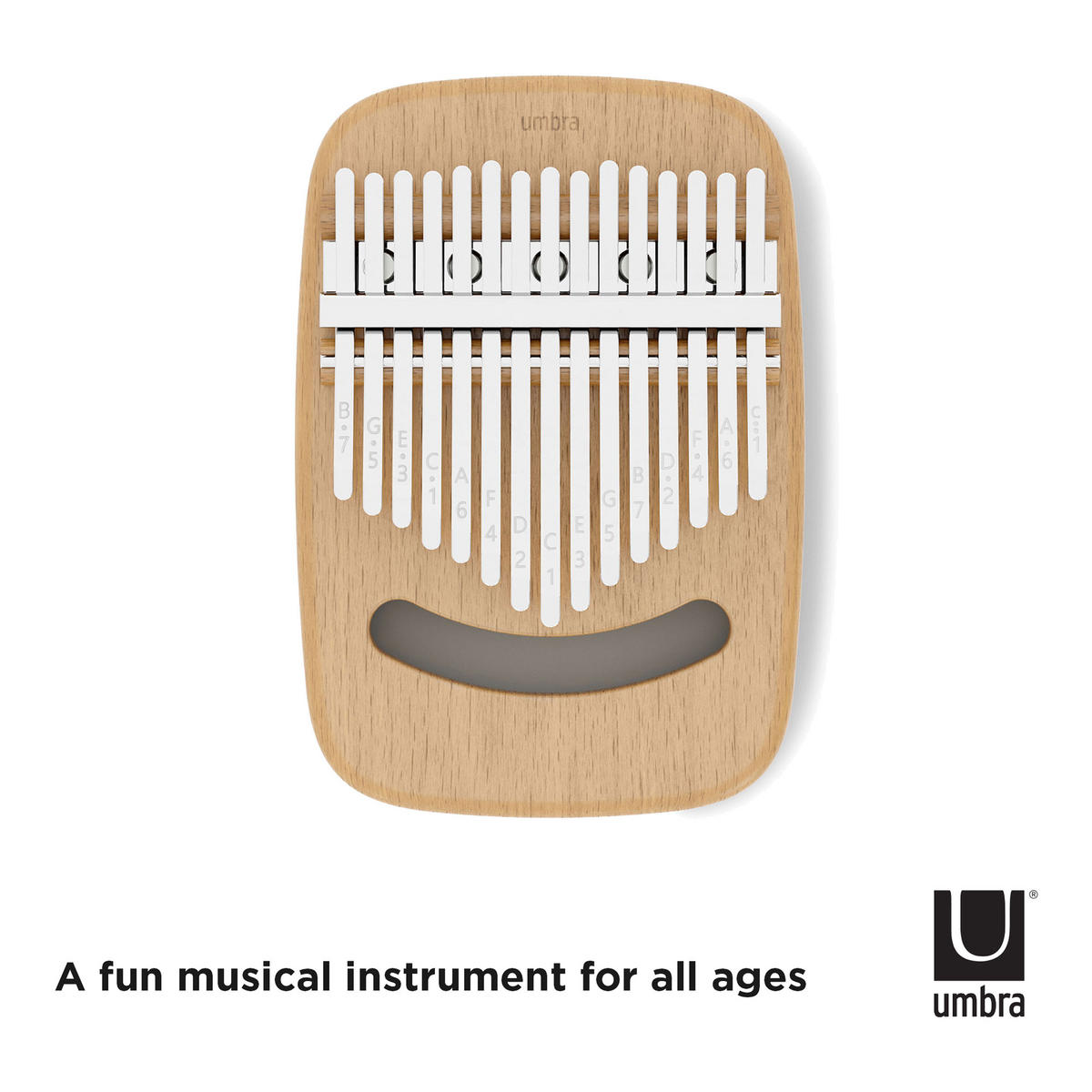 DAUMENKLAVIER Strumba, Weiß / Natur - Weiß, Kunststoff (11/6/16cm) - Umbra