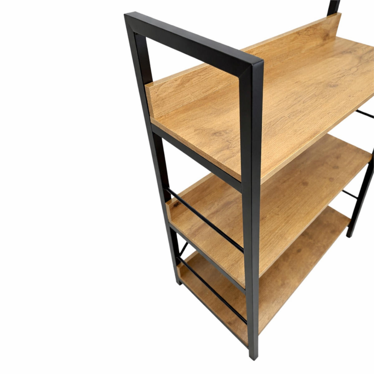 STANDREGAL Holzoptik Metall Eichefarben Schwarz 3 Ebenen 61x35x84 cm - Eichefarben/Schwarz, Holzwerkstoff/Metall (61/84/35cm) - Begryf