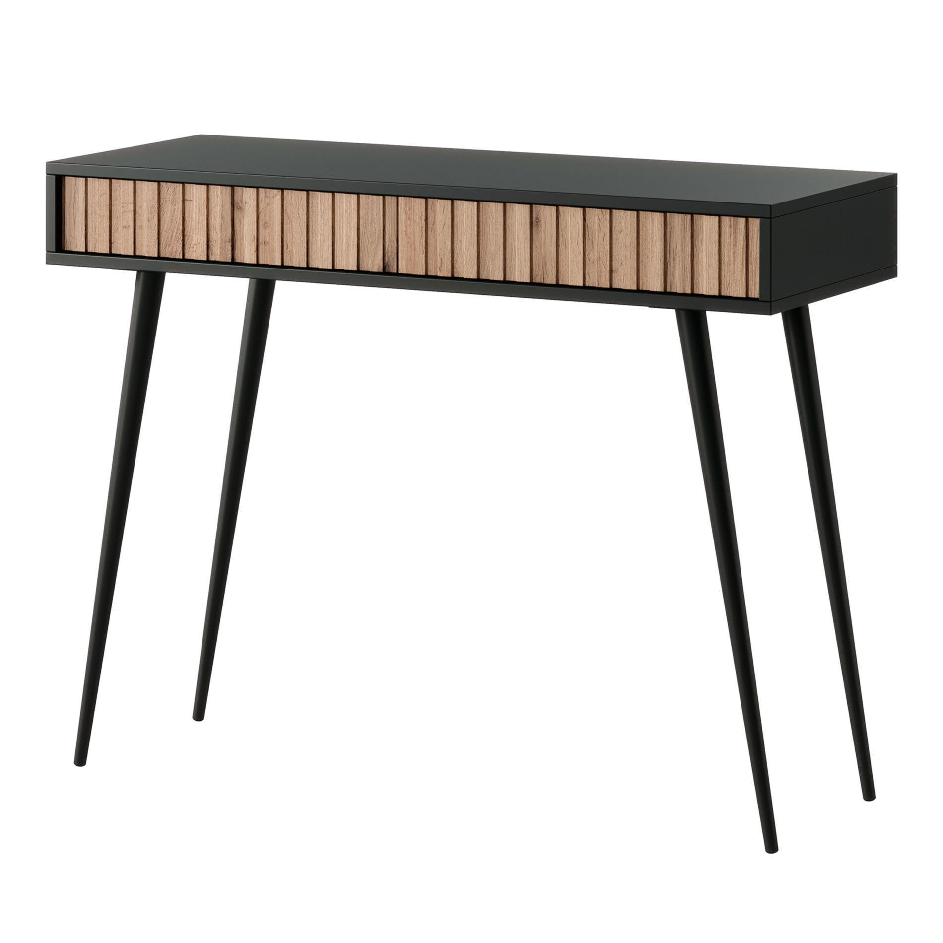KONSOLENTISCH Bello Schwarz/Wotan-Eichenholz-Optik mit schwarzen Beinen, 104 cm - Eichefarben/Eiche Wotan, Holzwerkstoff/Metall (80/104/38cm) - Selsey