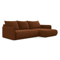 ECKSOFA mit Schlaffunktion Samt Stoff Orange - Terracotta/Schwarz, Kunststoff/Textil (240/148cm) - LaMiaSofa