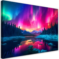 LEINWANDBILD Abstrakter Himmel Landschaft - Lila, Textil (90/60cm) - Feeby