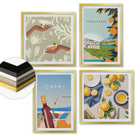 WANDBILDER 4er Set - 50x50 cm & 40x60 cm Goldrahmen - Italienische Zitronenurlaube Capri - Goldfarben, Kunststoff (50/50cm) - ArtPrintCave
