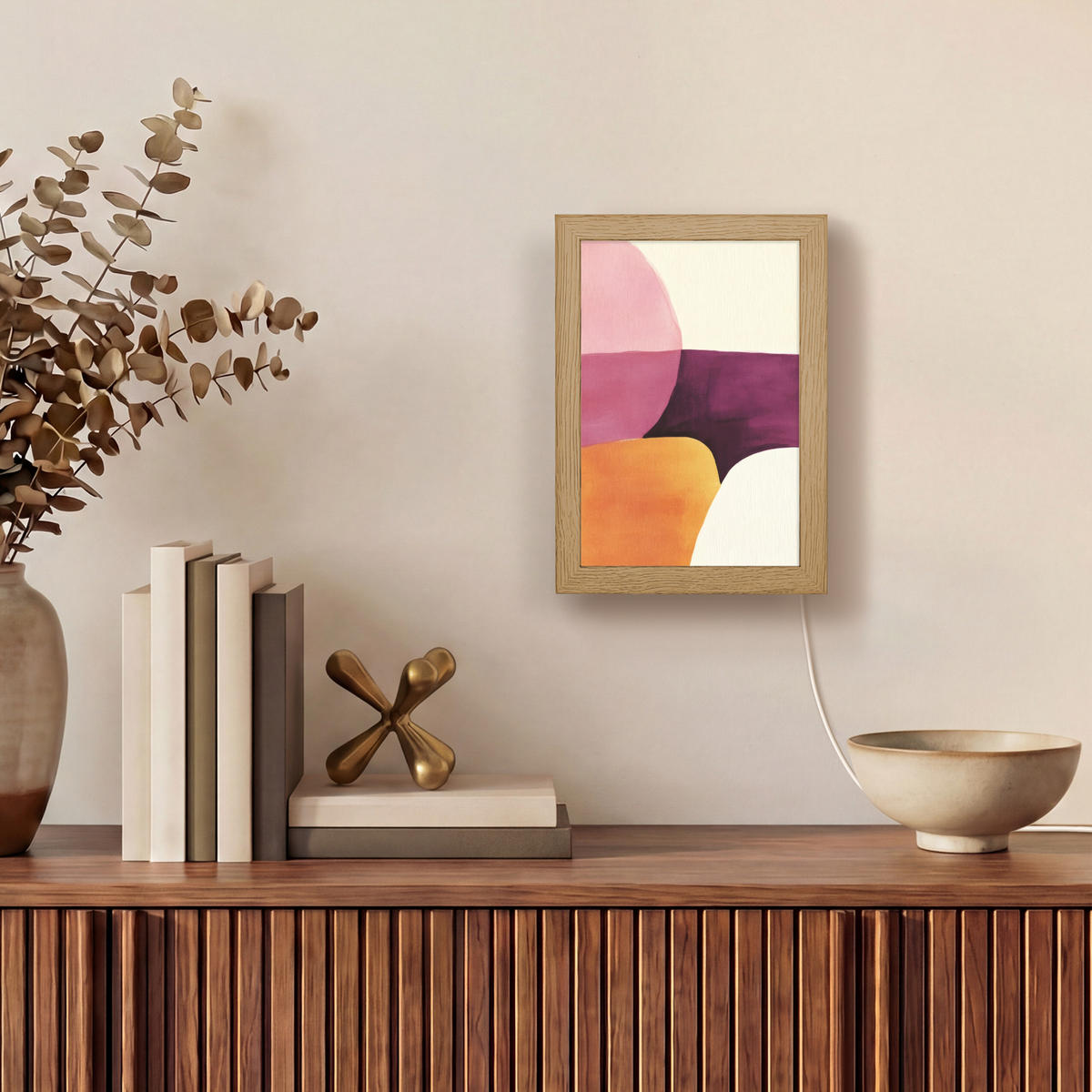 NÁSTĚNNÁ LAMPA Tvary - abstraktní - barevné 15x20 cm - růžová, kompozitní dřevo (15/20/8cm) - OnlyWow