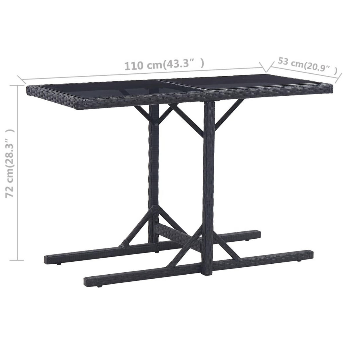 GARTENTISCH Tischulf 53/72/110 cm - Schwarz, Naturmaterialien (110/53/72cm) - ZMH