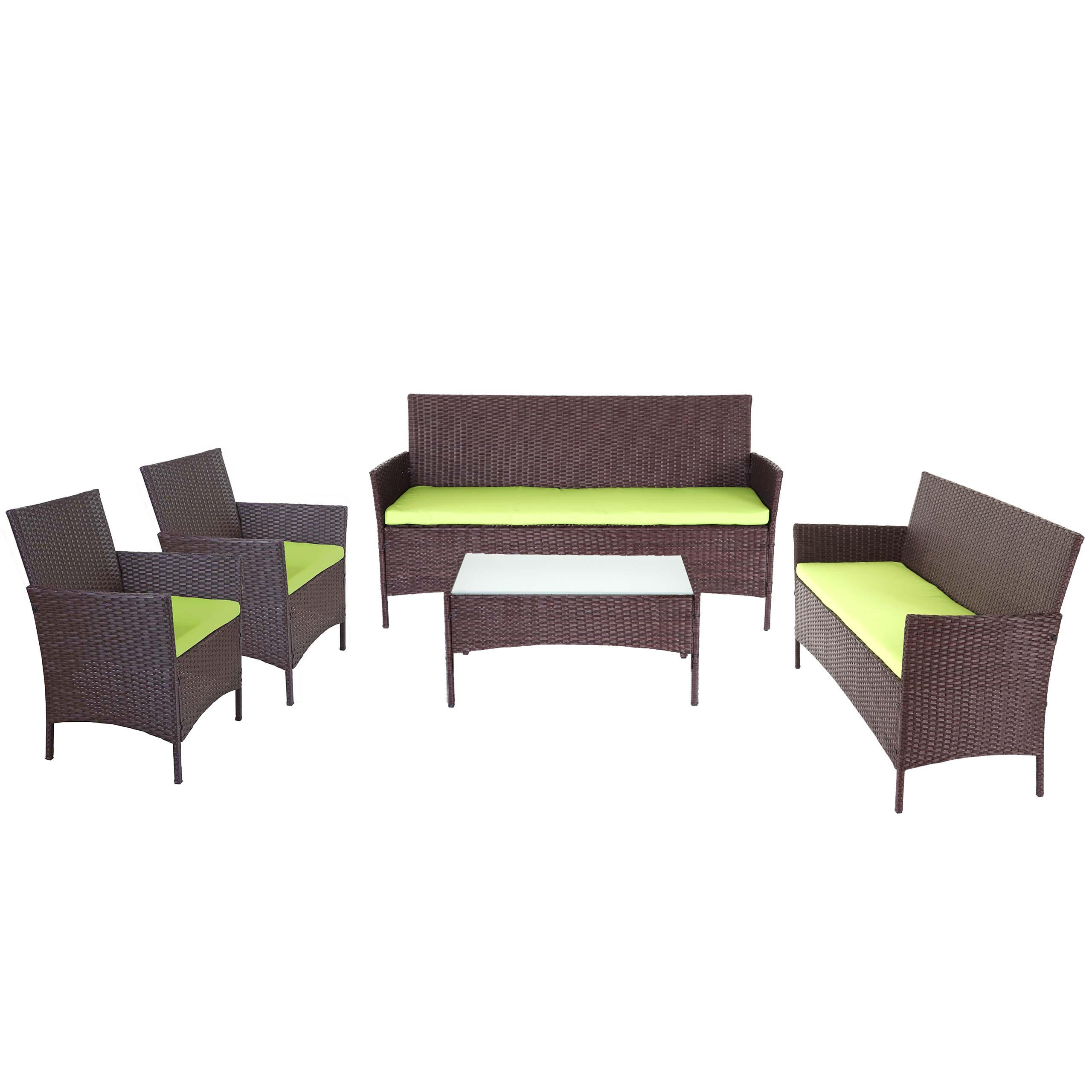 POLY-RATTAN GARNITUR Braun - Braun/Grün, Kunststoff - MCW