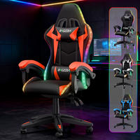 GAMINGSTUHL Schwarz-Rot,mit Led,Leder, Metall - Rot, Leder (29/59/79cm) - Rattrix