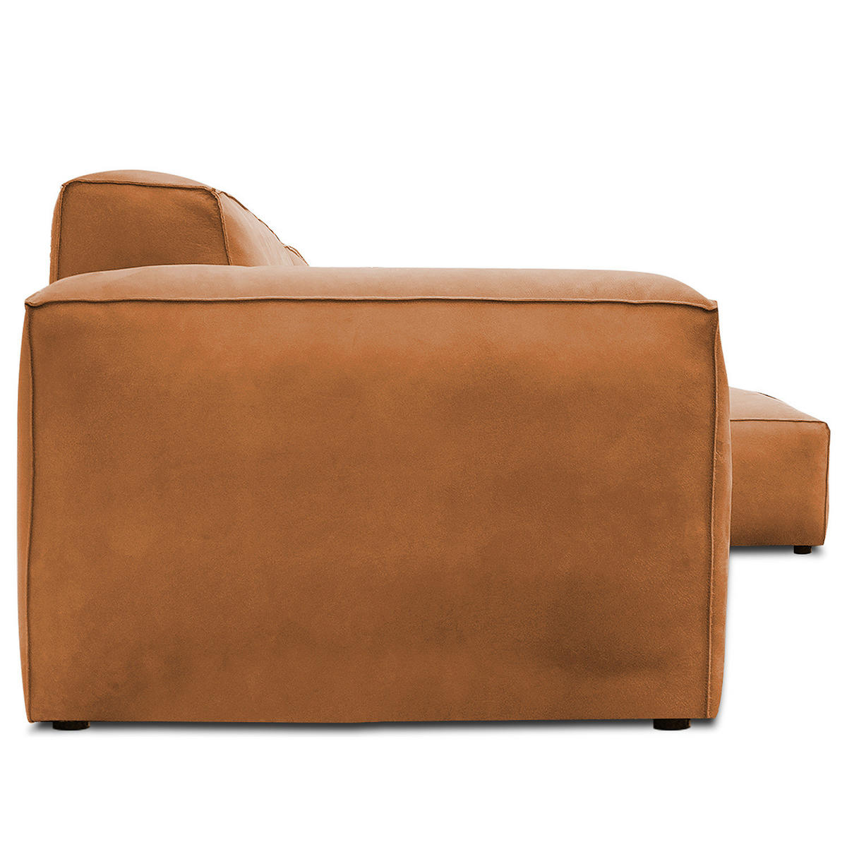 ECKSOFA mit Longchair - Cognac/Schwarz, Leder/Kunststoff (345/170cm) - home24