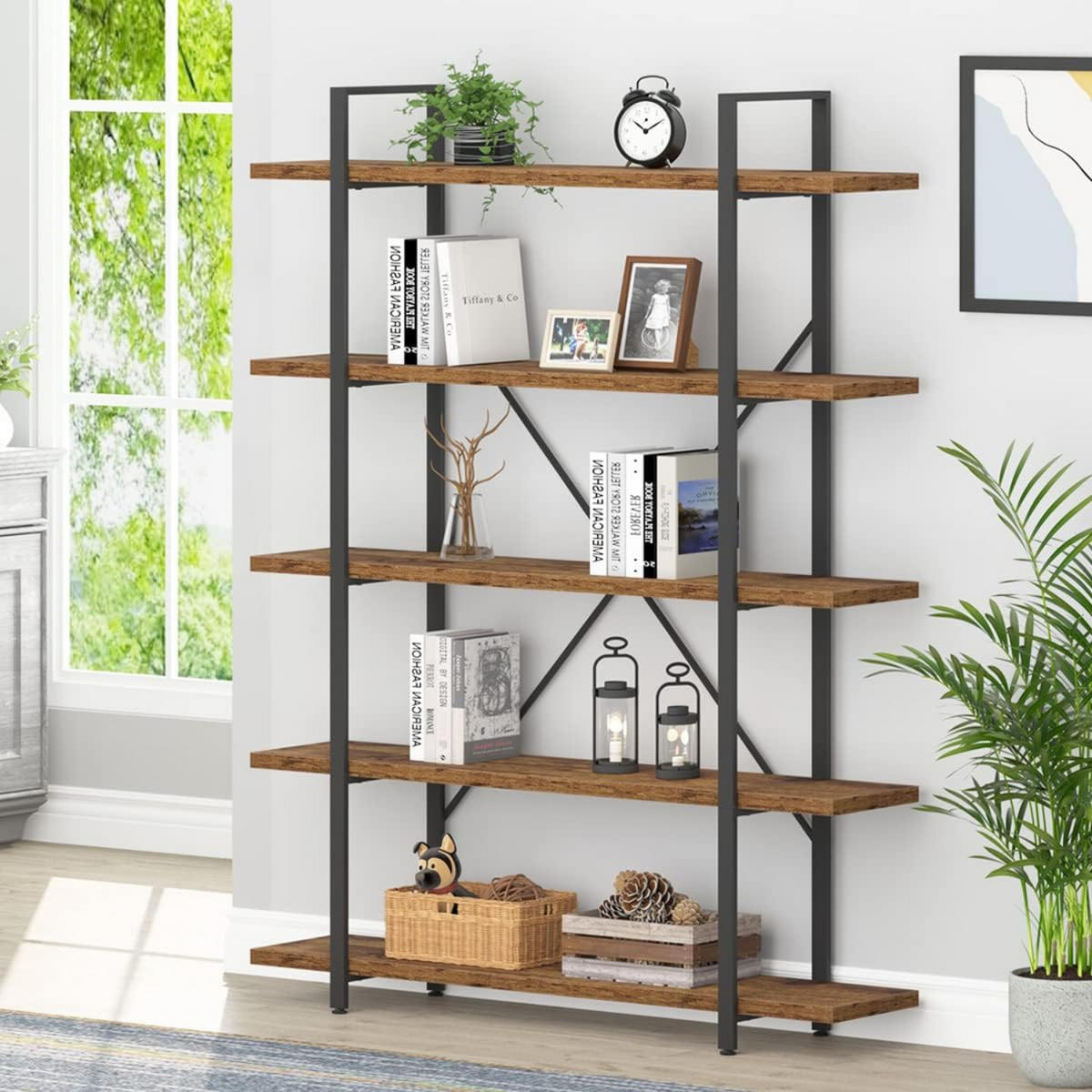 STANDREGAL Industrial Holzoptik Schwarz 120 x 32 x 177 cm Metall - Wildeiche, Holzwerkstoff/Metall (120/177/32cm) - Quality Elegance