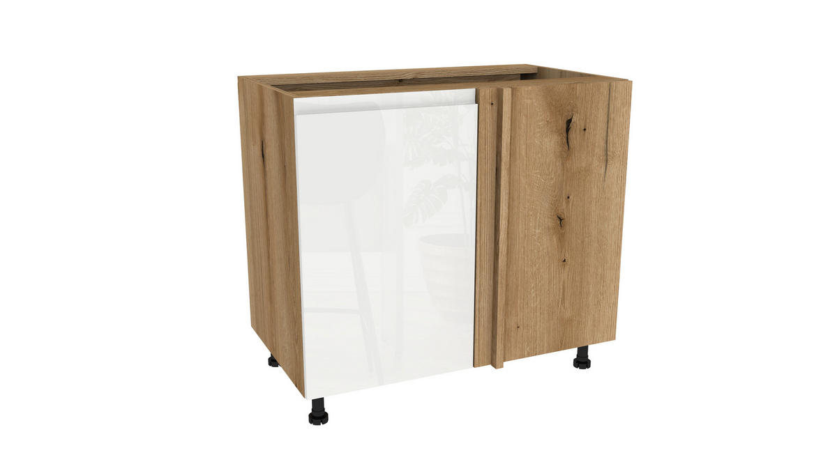 WINKELKÜCHE 240x180 cm mit Arbeitsplatte - SIMPLY Z13 - in Weiß Hochglanz / Eiche - Weiß Hochglanz/Eichefarben, Holz/Holzwerkstoff (420/212/53cm)