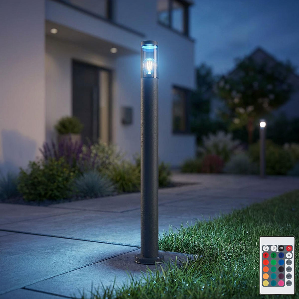 LED STEHLEUCHTE Edelstahl Anthrazit - Anthrazit, Metall (12.7/12.7/110cm) - Globo Lighting
