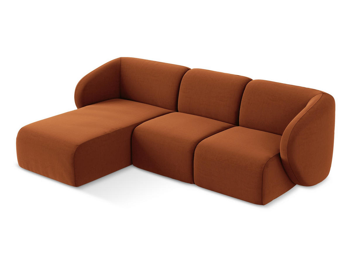 ECKSOFA Links Bouclé Stoff Grau - Silberfarben/Schwarz, Holzwerkstoff/Kunststoff (178/166cm) - Makamii