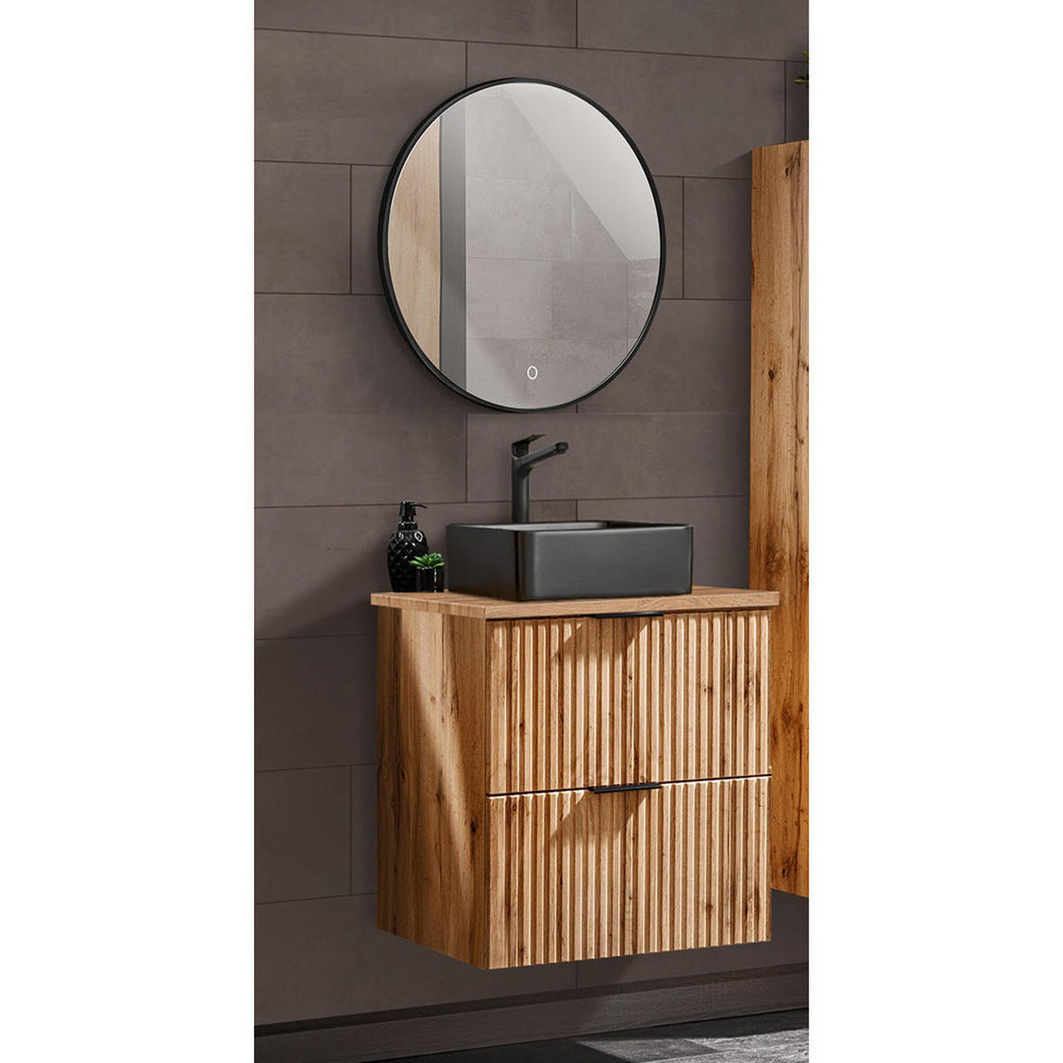 BADMÖBEL-SET 2-TLG. Adelaide-56 - Braun, Holzwerkstoff (61/200/47cm) - Lomado