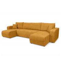 WOHNLANDSCHAFT - Gelb/Schwarz, Kunststoff/Textil (312/82/145cm) - home24