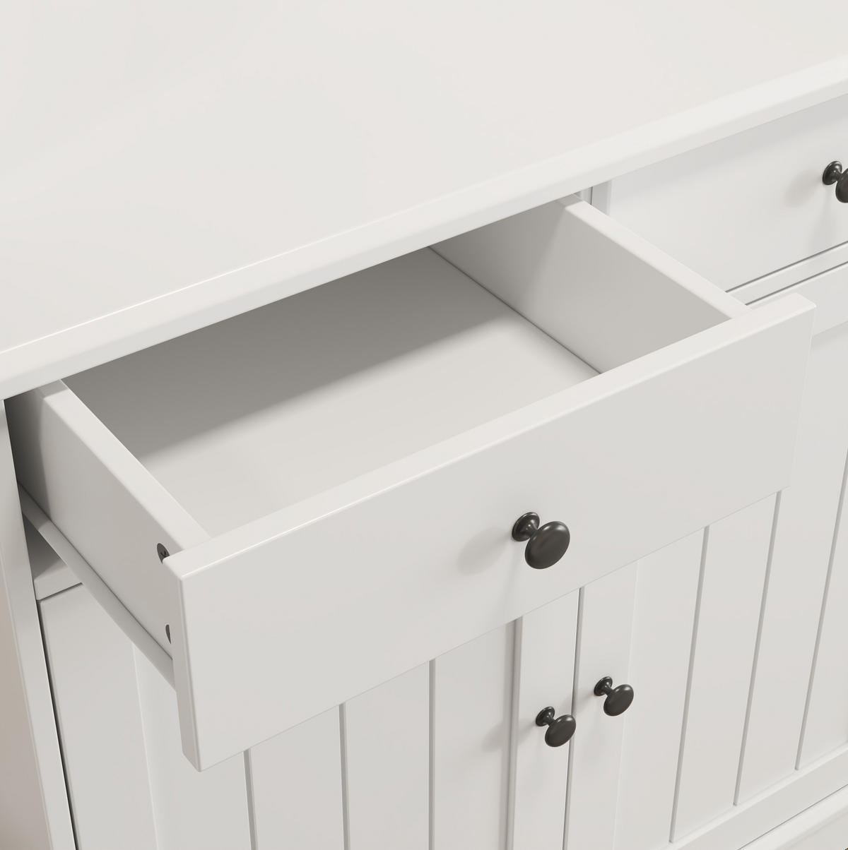 BUFFETSCHRANK mit Glastüren 120 x 40 x 191 cm MDF Weiß - Weiß, Holzwerkstoff (40/191/120cm) - Meubliv