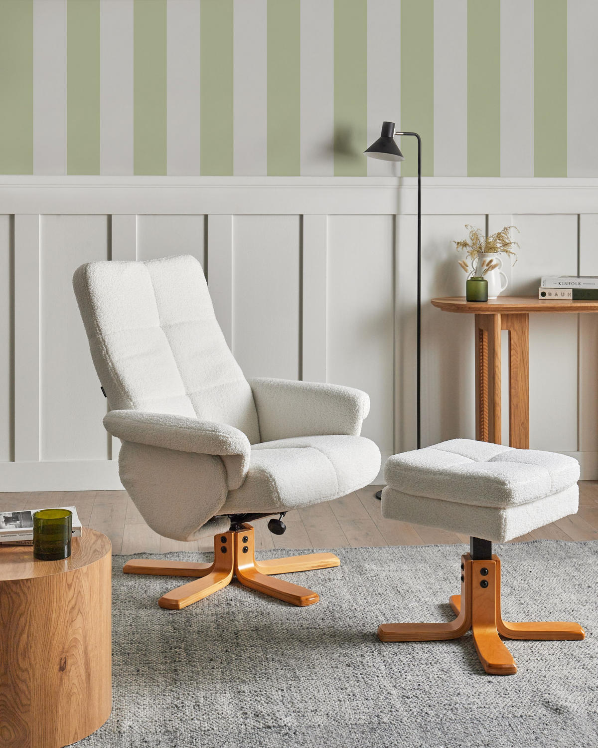 FERNSEHSESSEL Cremeweiß Epse - Schwarz/Weiß, Textil (76/80/93cm) - Beliani