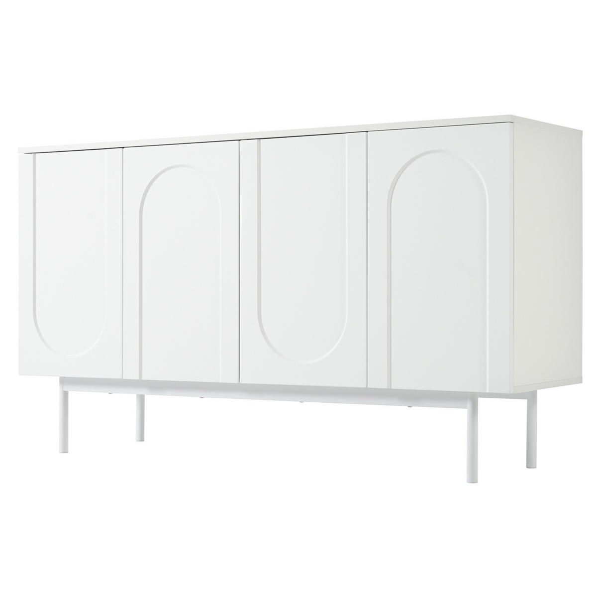 SIDEBOARD mit 4 Türen in Weiß – modernes Design mit verstellbaren Einlegeböden - Weiß, Holzwerkstoff (140/80/42cm) - BEAOK