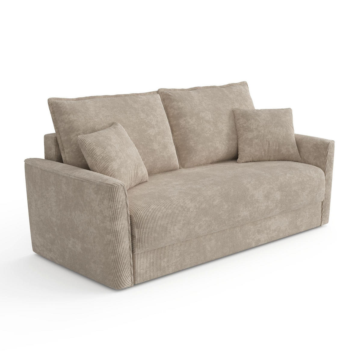 SCHLAFSOFA GERADE Gerippter Samt Taupe 180cm - Taupe, Textil (180/97/93.5cm) - Sia Home