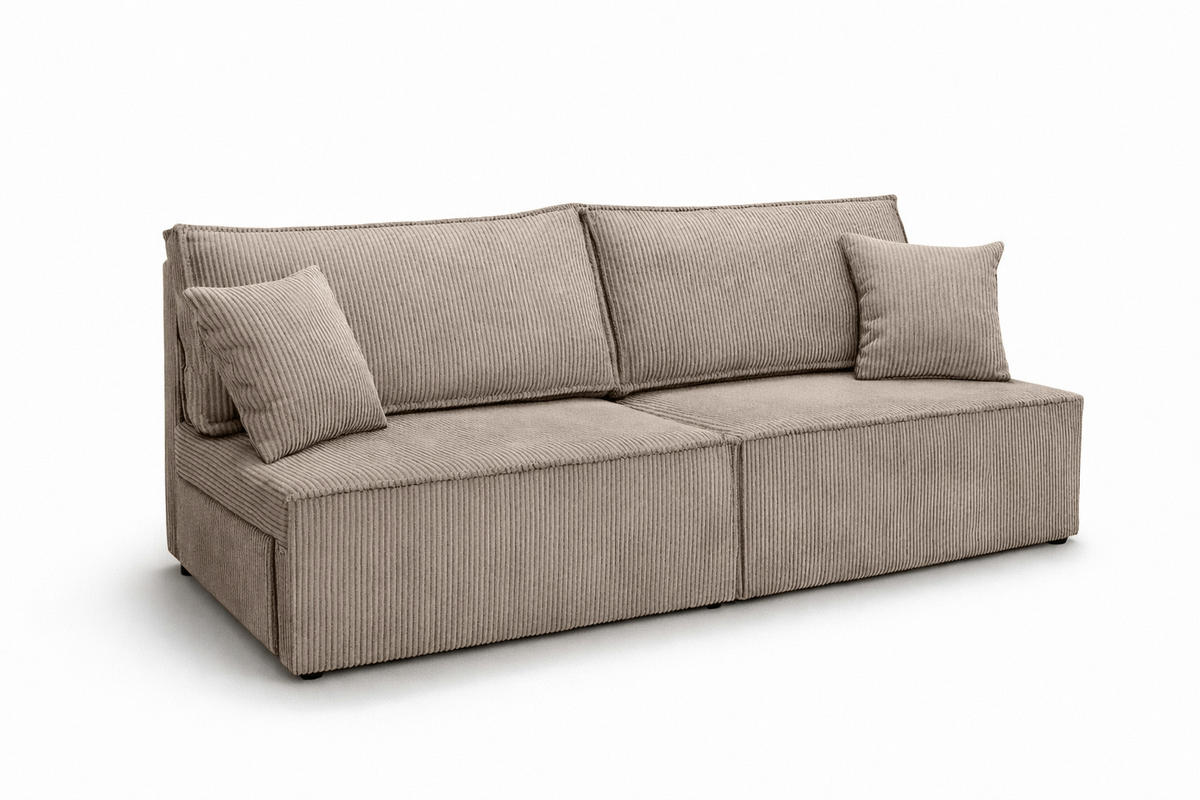 SOFA Mit Schlaffunktion Und Bettkasten, Cordstoff Poso, Dunkelbeige, BEST MINI - Beige, Holz (200/83/98cm) - Kaiser Möbel