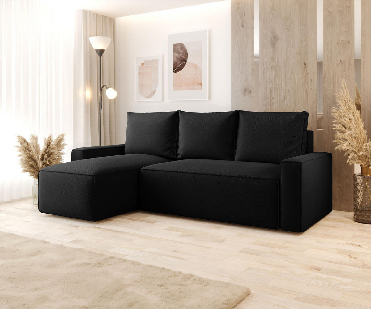 ECKSOFA mit Schlaffunktion SAVIO Curio 99 Links - Schwarz, Textil (232/140cm) - Bedante
