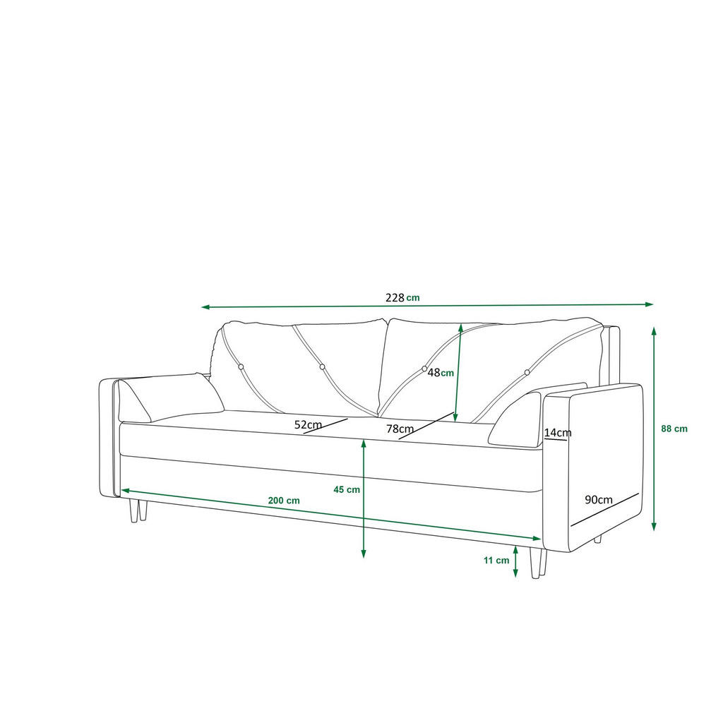 Thumbnail - Bedante Sofa, Grau, Textil, 90x88x228 cm, Oeko-Tex® Standard 100, Wohnzimmer, Sofas & Couches, Sofas